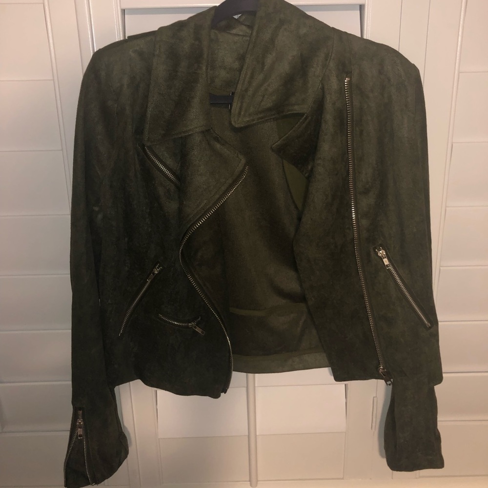 Vici green suede moto jacket